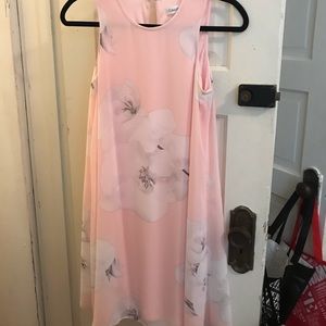 Calvin Klein Pink with White Flowers Dress Size 4